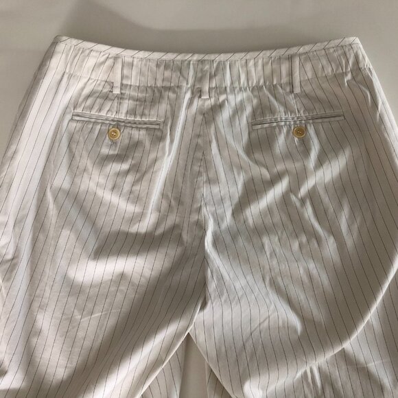Calvin Klein Vtg Mid Rise Wide Leg Cuffed Pin Stripe Pants White + Black Size 8 - Picture 8 of 12